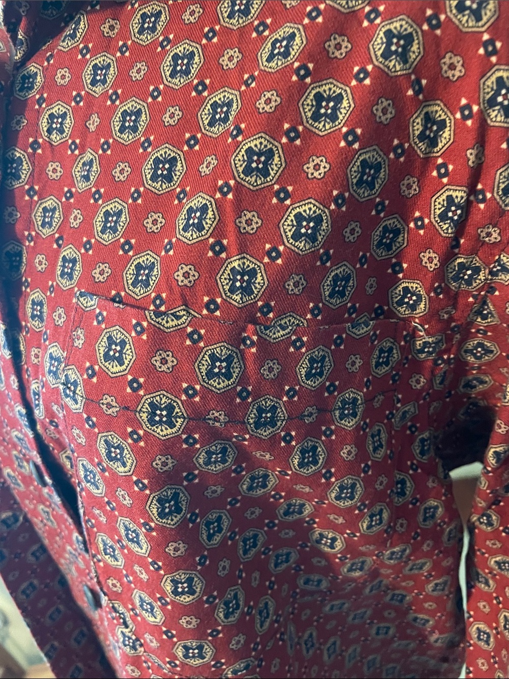 Homemade Red Patterned Button-Up Shirt - Picture 2 of 8